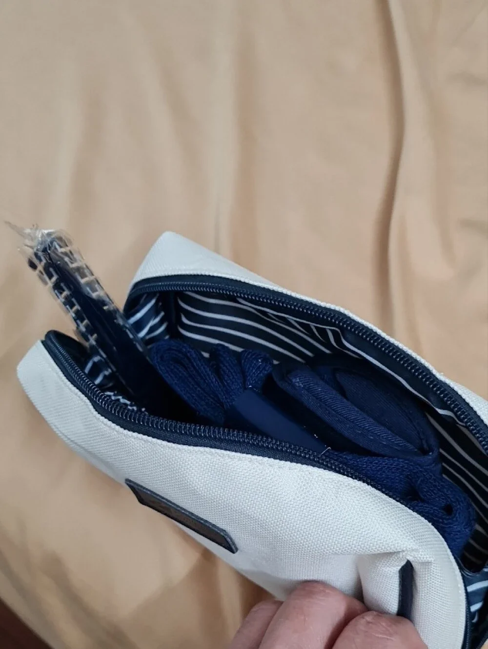 L'OCCITANE Cream and Black Canvas Toiletry Case